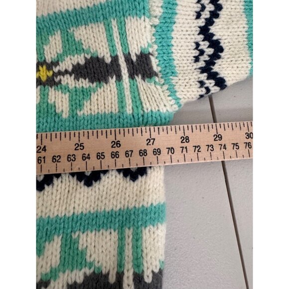 American Eagle Fair Isle oversized chunky‎ knit mock neck sweater mint sz L - Picture 4 of 7